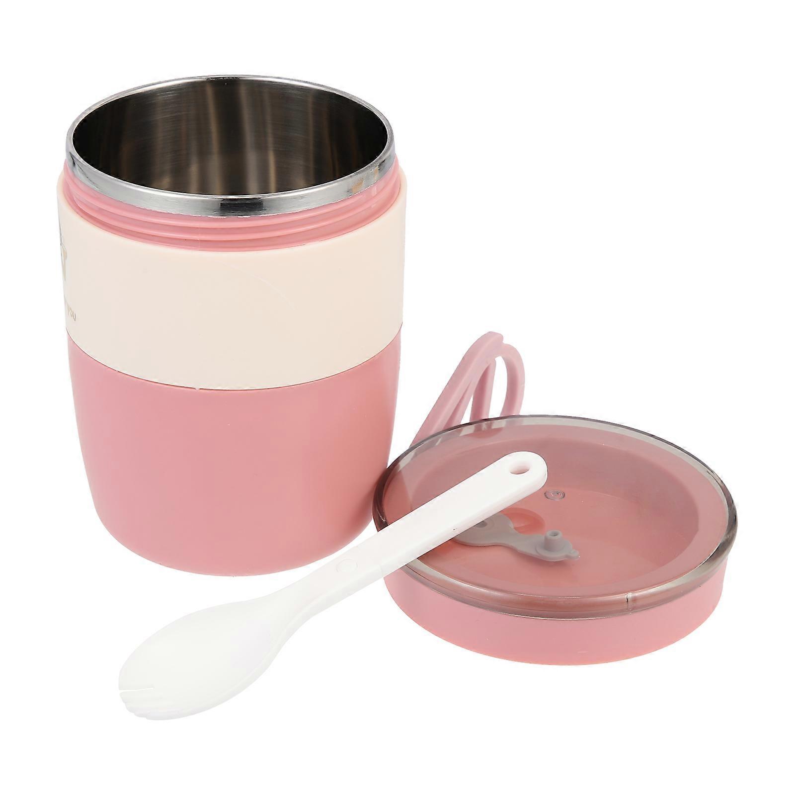 Pink Insulated Breakfast Cup Portable Porridge and Overnight Oatmeal Storage Container 8 oz