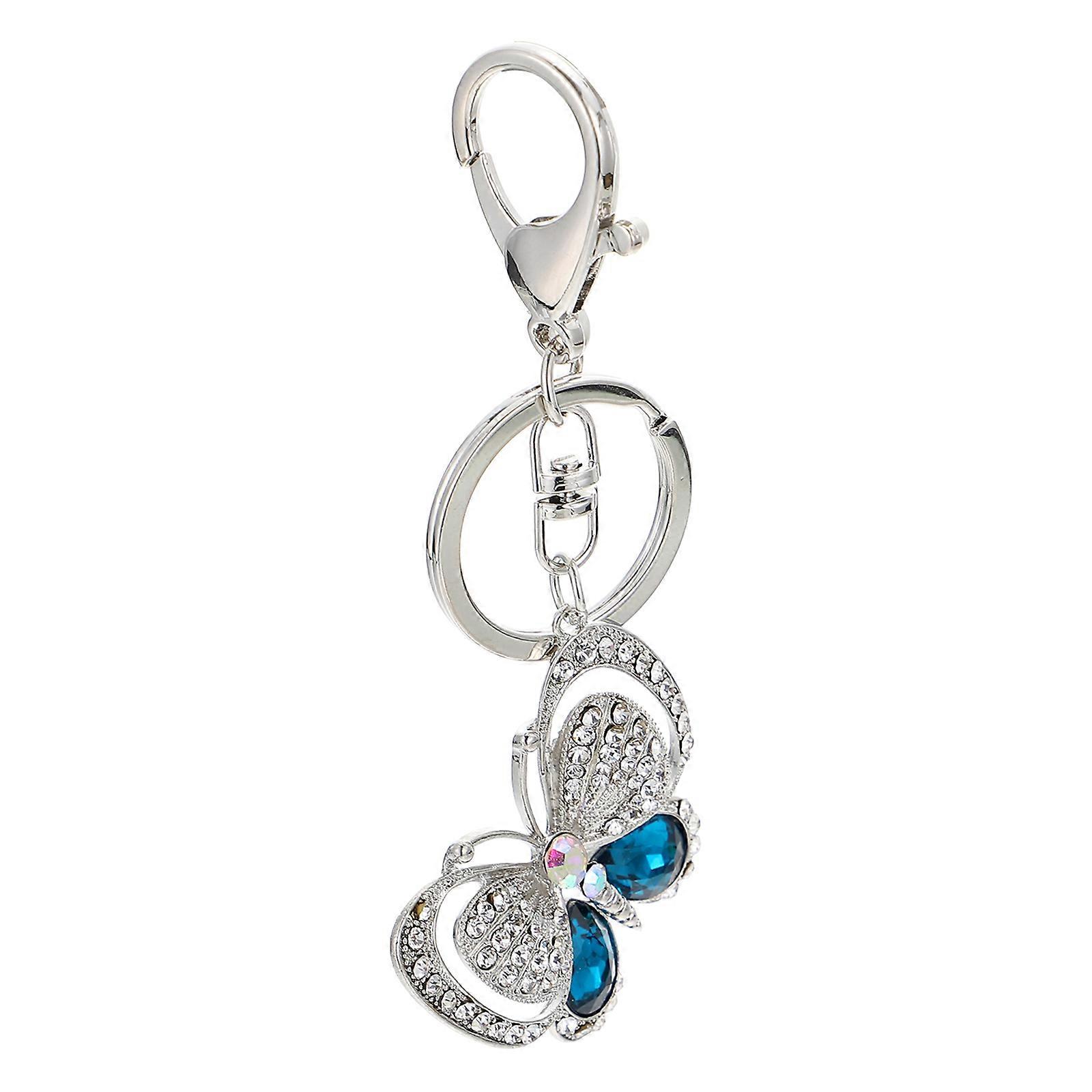 Blue Rhinestone Keychain with Zinc Alloy for Decor Classic Elegant Design Small Gift 1 Piece