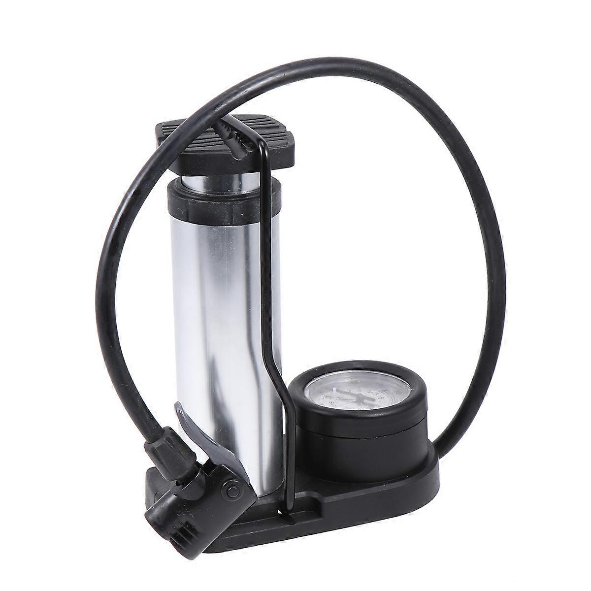 Portable Bike Floor Pump with Pressure Gauge Made of Aluminum Alloy for Bikes Silver 2 in 1 Valve