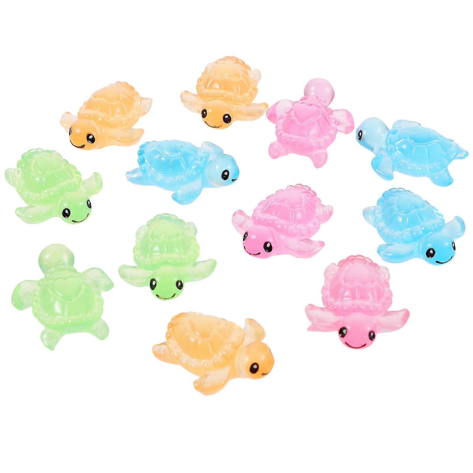 12pcs Glow in the Dark Mini Turtle Figurines for Home, Desktop, and Aquarium Decor – Compact Design with Fine Detail for Micro Landscapes and Fish