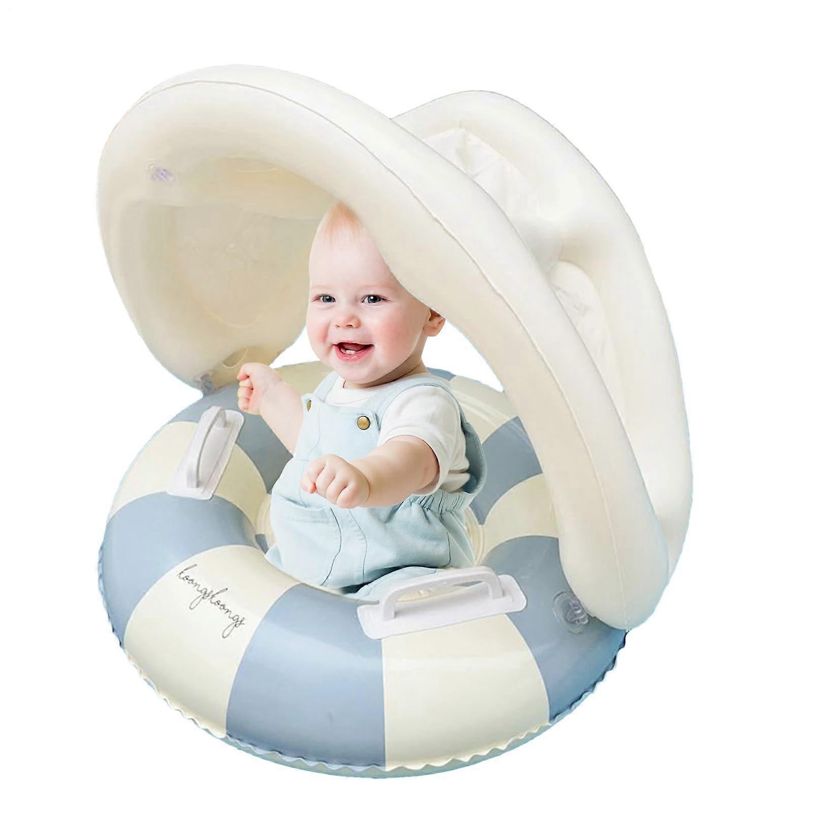 Baby swimmer with canopy Inflatable swimming aid retro for baby for pool – Swim seat, safe, UV protection, foldable, for boys and girls