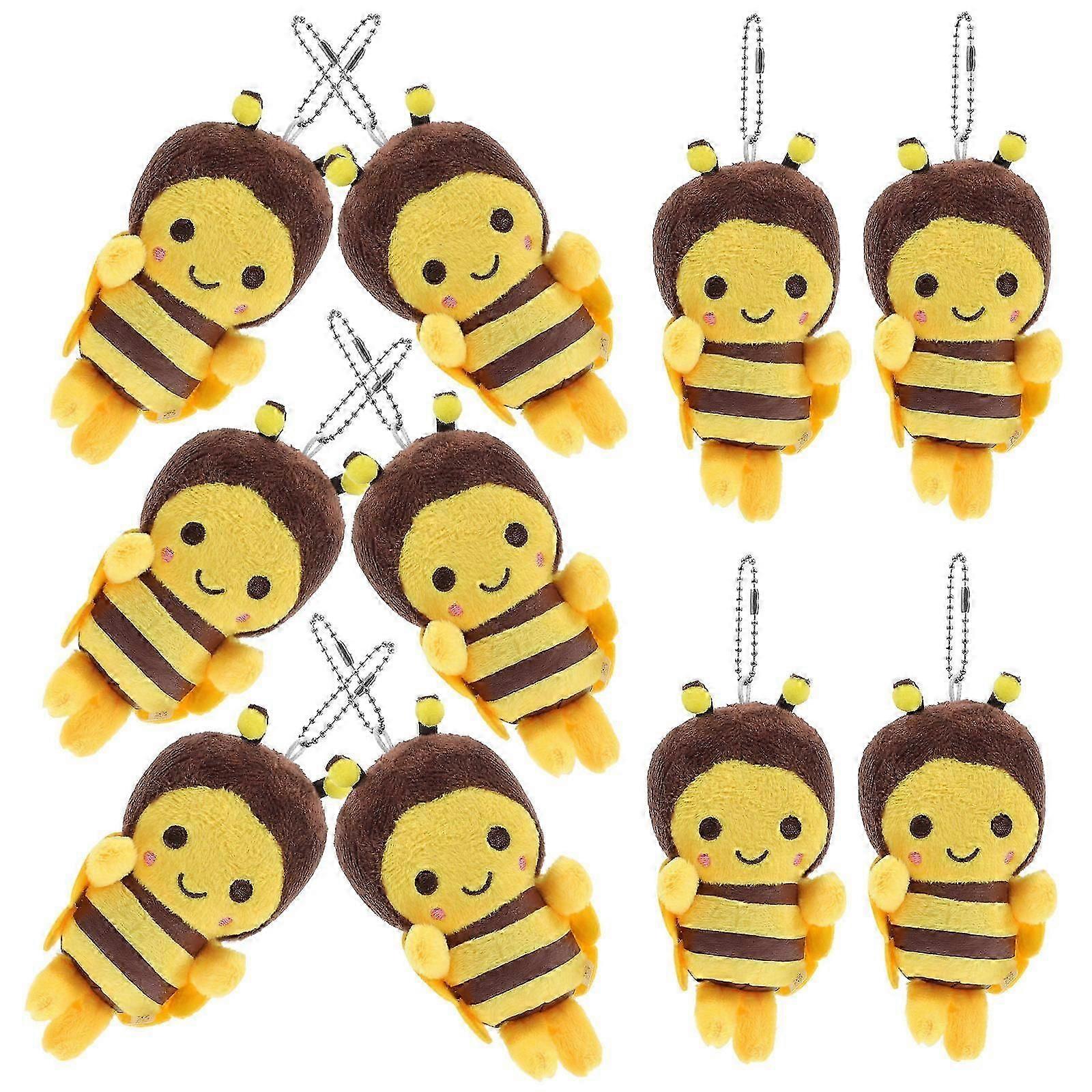 Bee Key Chains Plush Bee Pendants Bag Accessory Travel 10Pcs
