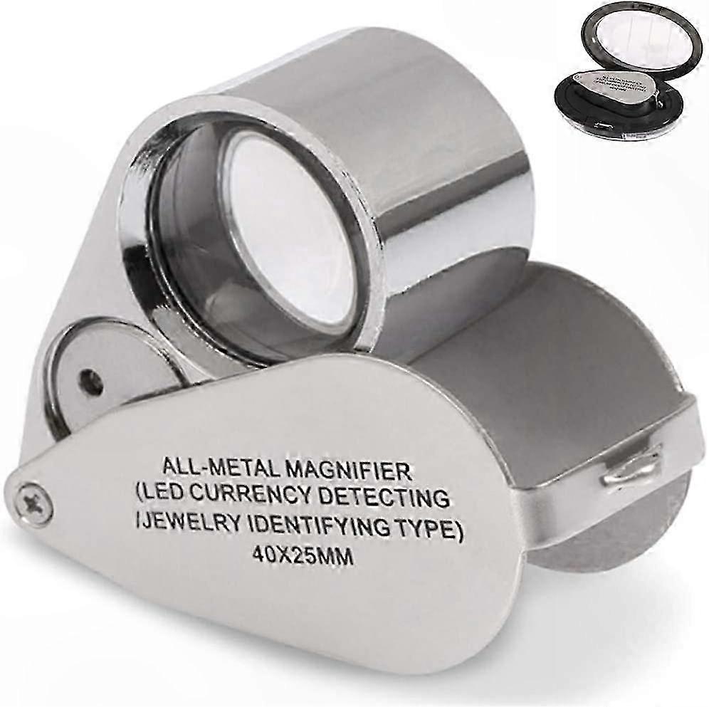 LED Lighted Folding Magnifier for Currency Detection and Gemstone Identification