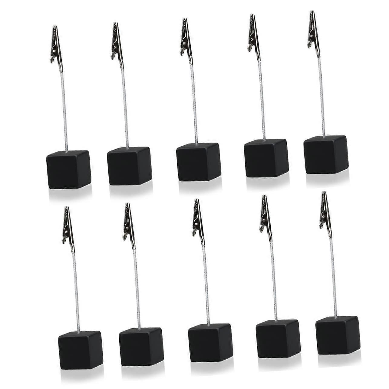 10-Pack Black Cube Memo Clips with Stainless Steel Clip and Square Base for Home and Office Note and Photo Display