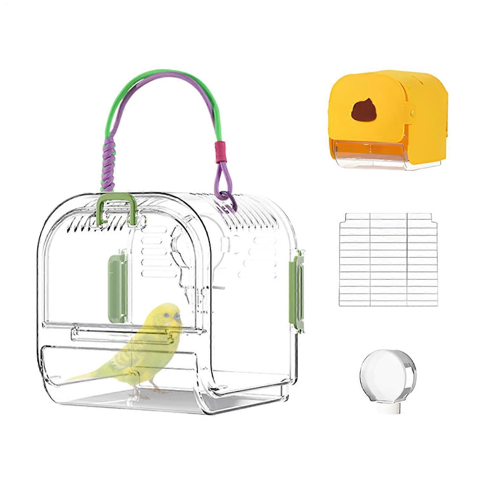 Vogeltragebox - Portable Parrot Cage for Macaws, Conures, Cockatiels, Sparrows & Budgies, Green Bird Carrier with Multiple Compartments