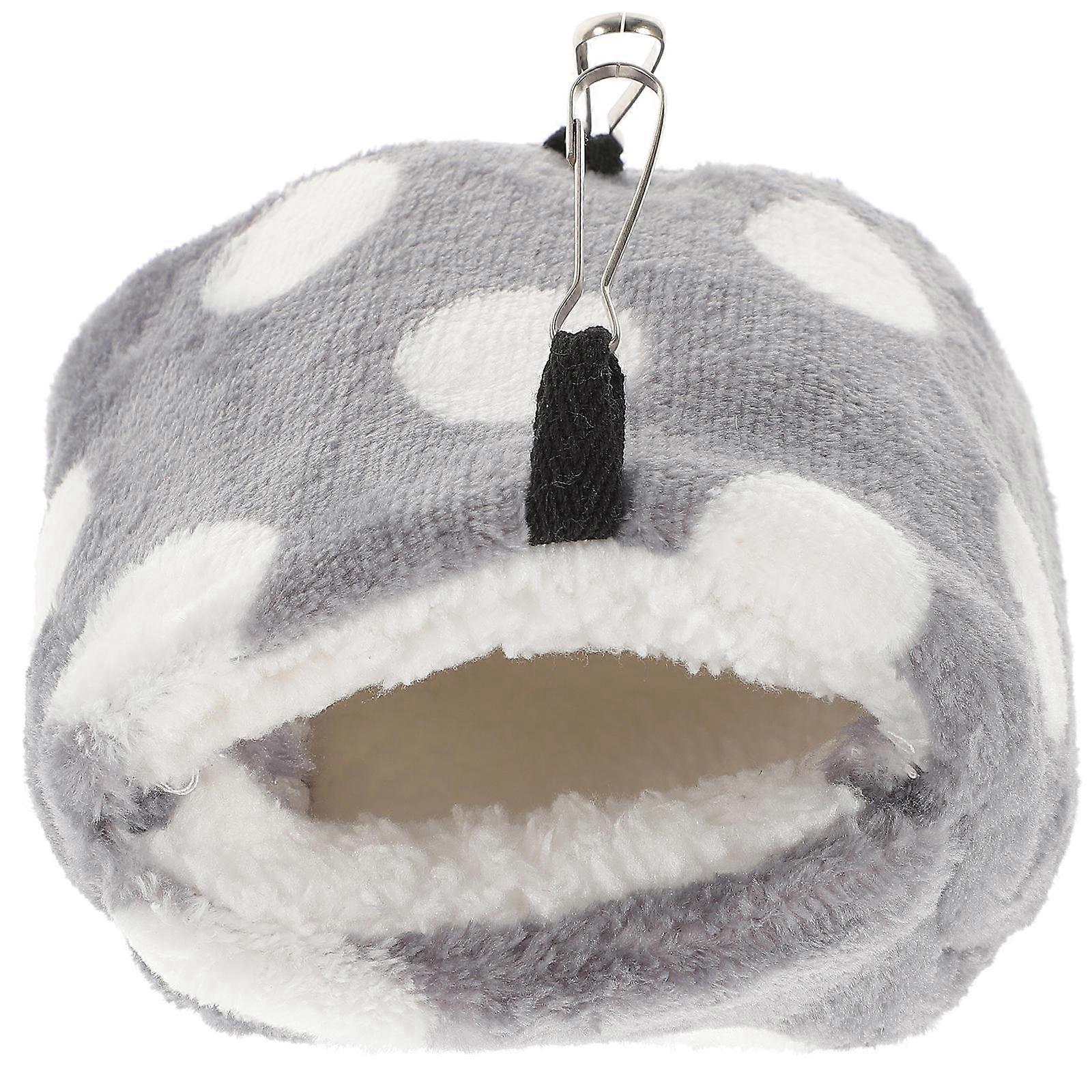 Warm Fleece Cage Pet Bed House Winter Use Round Dots Pattern Comfortable Resting Place 1Pack
