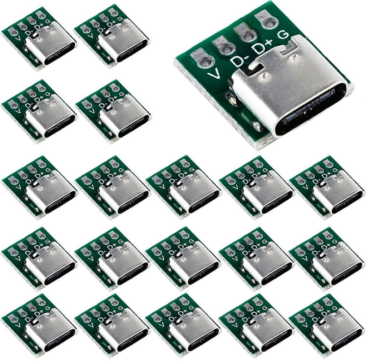 USB 3.1 Type C Male Board, USB Type C Breakout Board, Soldering Adapter Socket Plug, Pack of 20