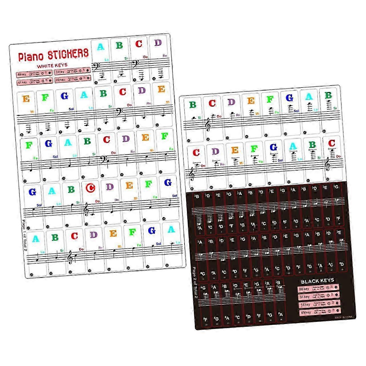 2025 2Piece Piano Keyboard Sticker Set for Keys, Removable Music Note Labels for Electronic Organ, Easy to Use for Beginners with Quality Printing
