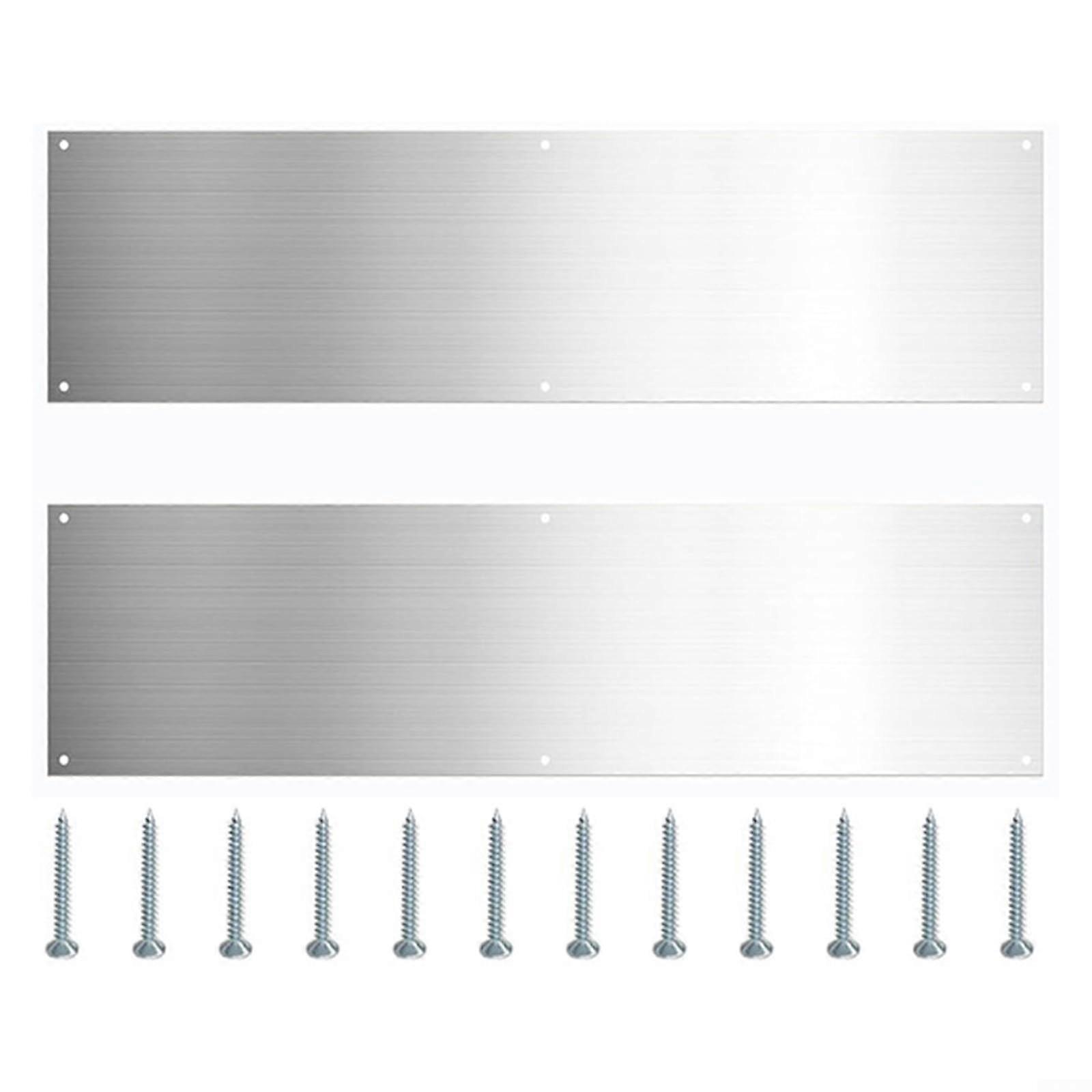 Brushed stainless steel door protection plates, stainless steel toe kick cover, metal door floor protectors, commercial baseboard plate