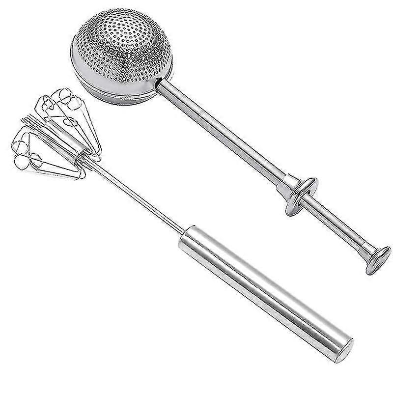 Farine ou souffleuse en poudre Duster, tamis à tamiser en acier inoxydable Baguettes à saupoudrer avec mini-fouet, farine