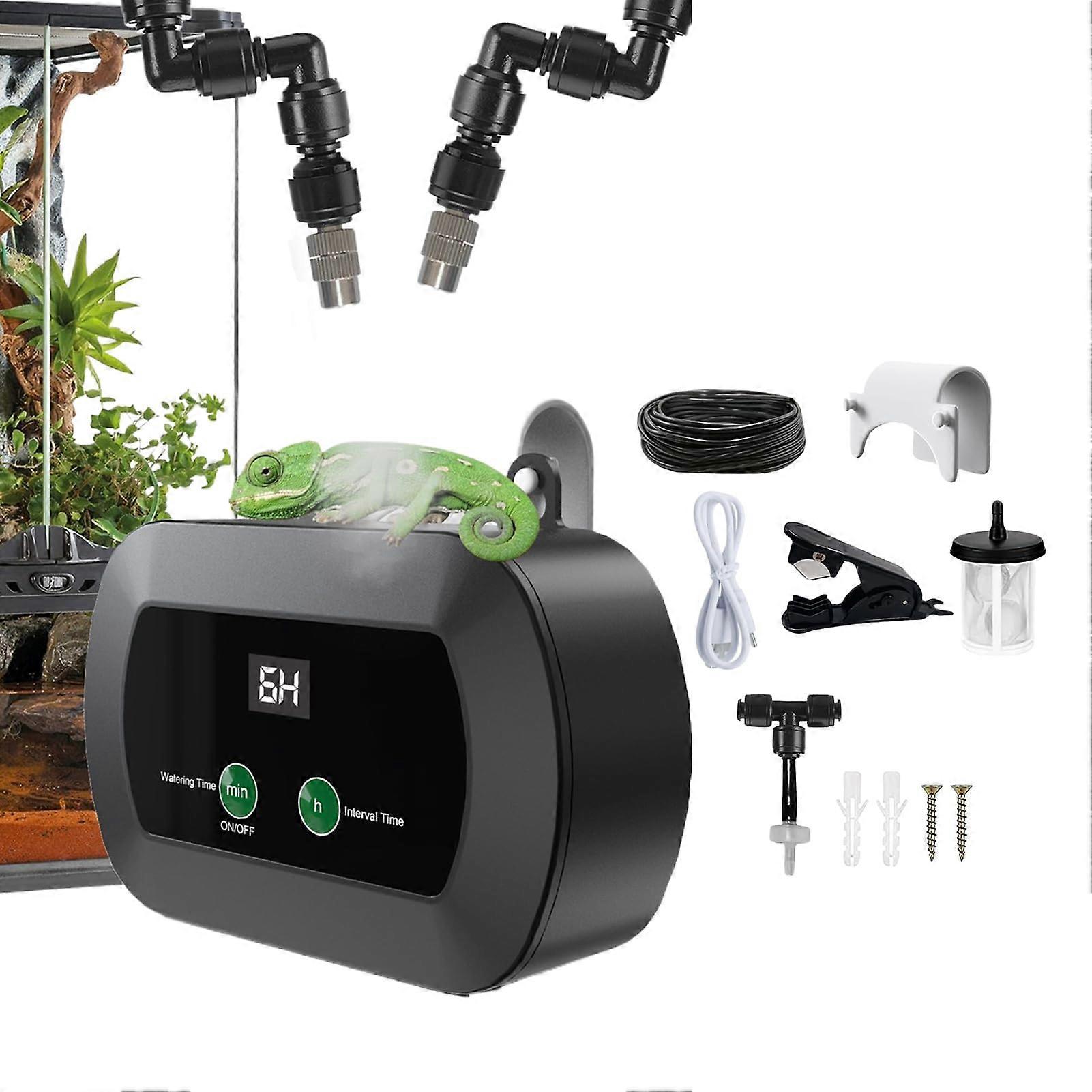 Reptile Humidifier, Automatic Atomizer with Timer, 11.5x7.5x7.0cm, 360° Adjustable Mist Nozzles