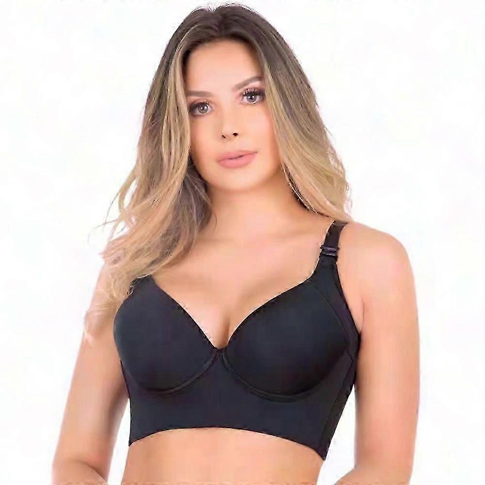 Women's Full Coverage Push Up Sports Bra - Deep Cup, Back Fat Concealing, Supportive