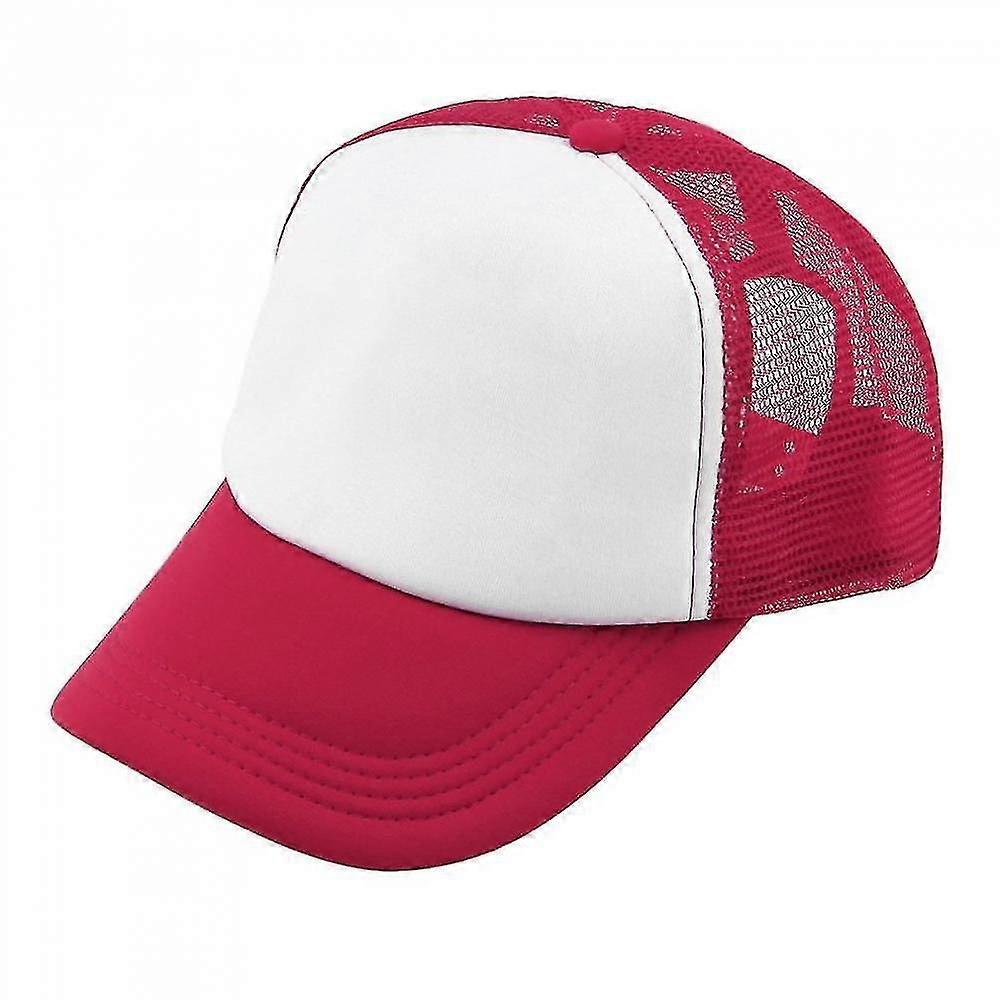 Red Mesh Trucker Hat - Adjustable Snapback Cap