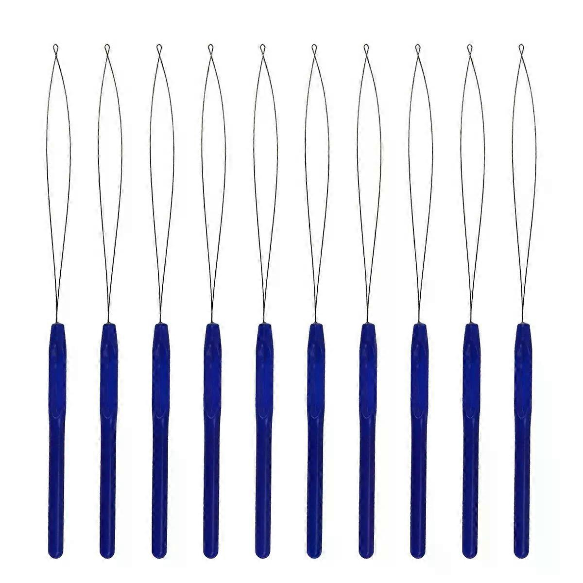 10Pcs Hair Extension Loop Needles Pulling Hook Tool Needle Threader Loop Tool for Silicone Microlink Beads