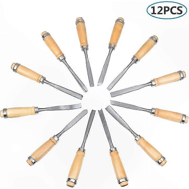 12-Piece Woodworking Chisel Set for Hand Carving and Gouging Tools