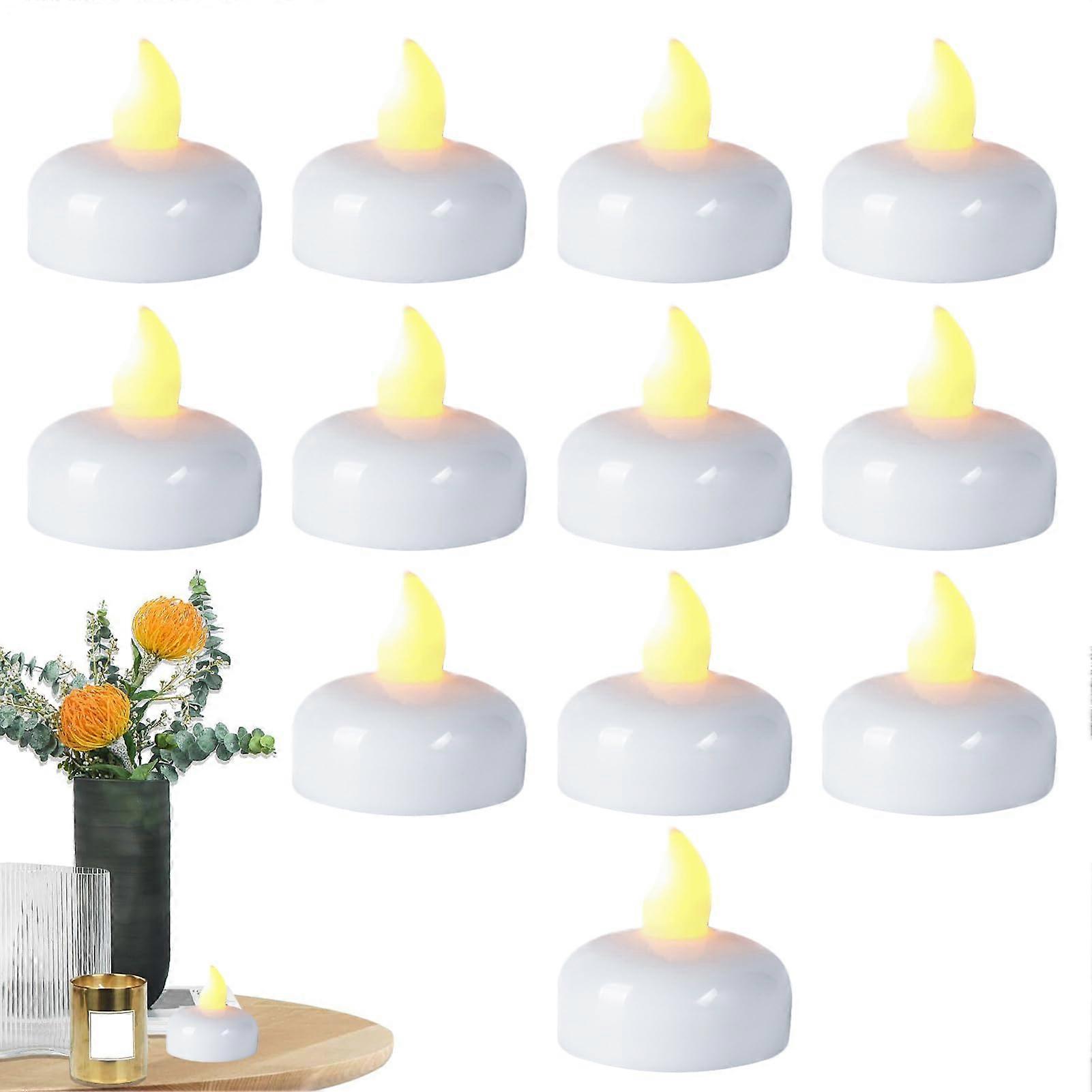 Flameless Floating Candles - Waterproof Tea Lights for Vases, Pools, Weddings, Flickering LED, Water-Activated, 2-Inch