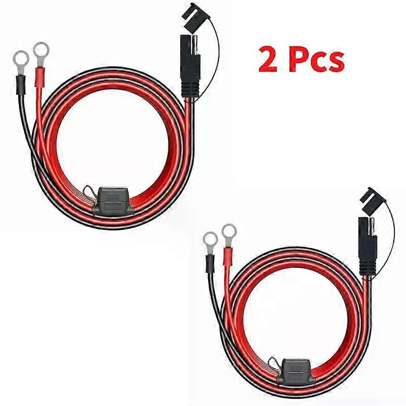 2 Pcs SAE Quick Release Plug Cable With Fuse Terminal O Connector Battery Charger Extension Adapter Wire 16AWG Terminal