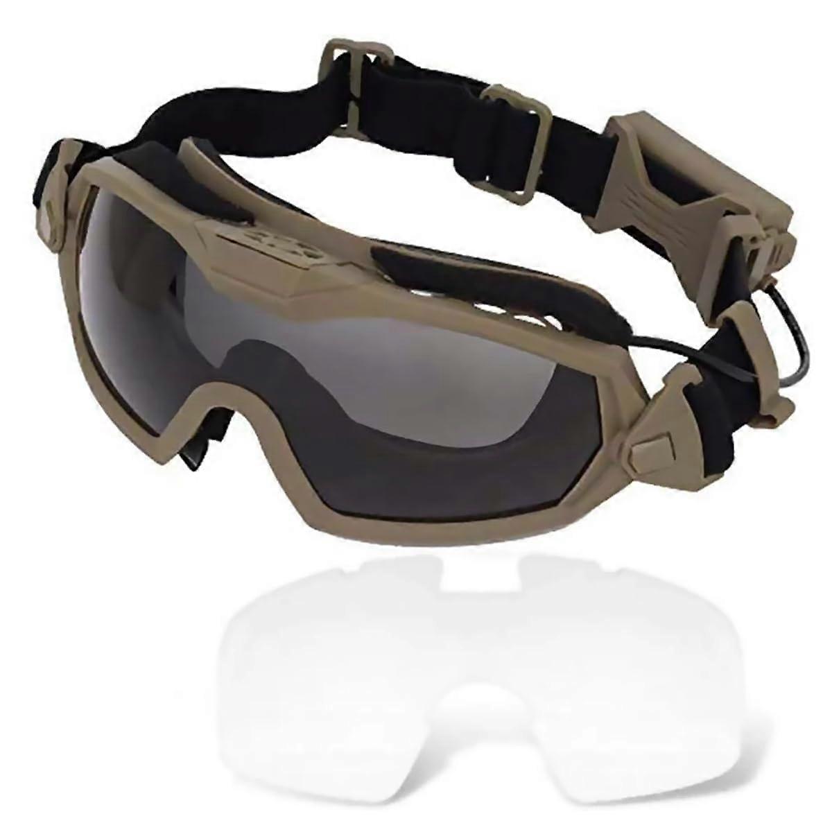 Airsoft Anti Fog Goggles With Fan And Interchangeable Lens, for CS Shooting Hunting Goggles Glasses.