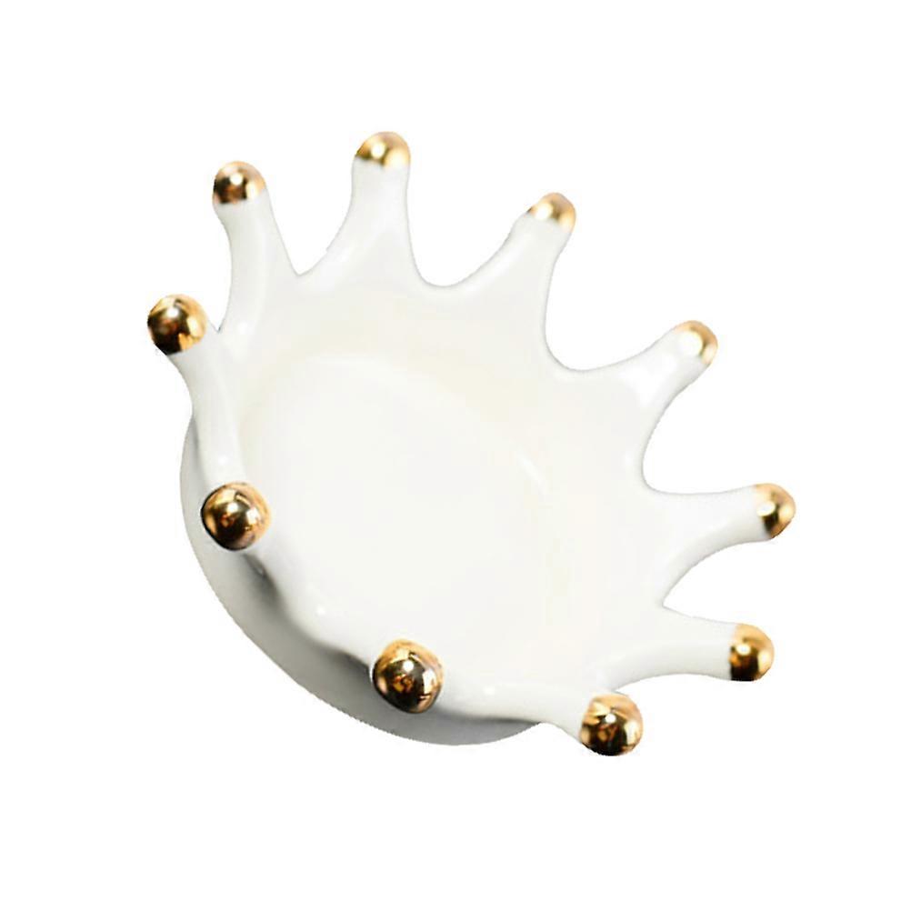 Jewellery Dish Crown Shape Tray Studio Use Ceramic Light Yellow Photography Props 1Pack