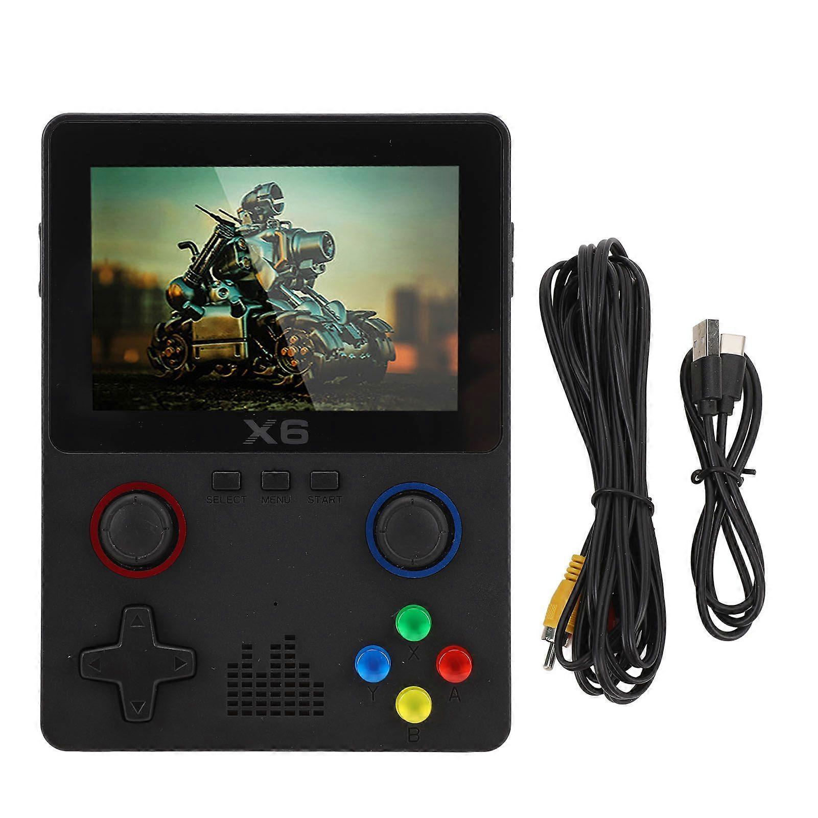 Handheld Game Console Supports Two Players Dual Joystick 3.5 Inch HD IPS Color Display 2000MAH Handheld Game Player for Leisure Entertainment Black