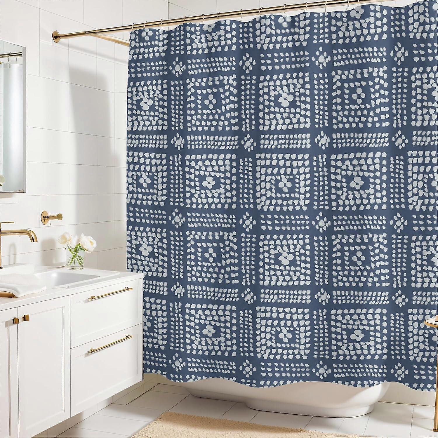 Modern Print Shower Curtain - Boho Geometric Dot Pattern