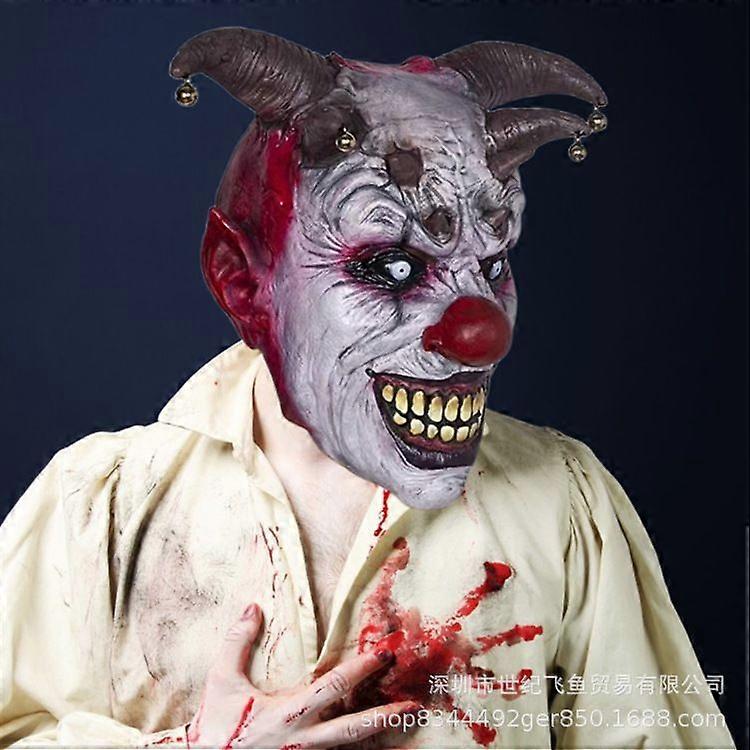 Scary Bell Joker Latex Mask Halloween Smiling Clown