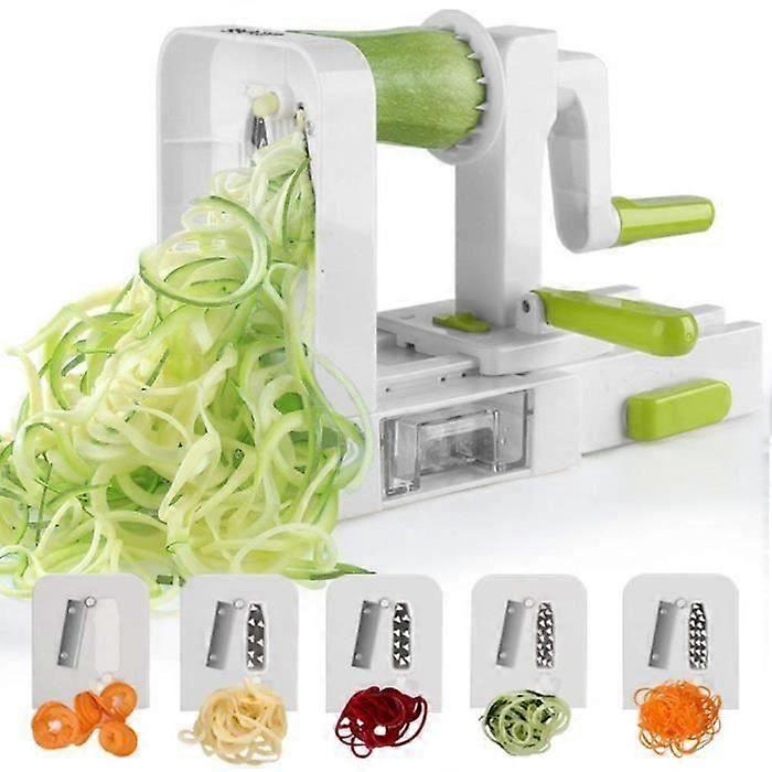 5 Blades Vegetable Spiralizer, Foldable Spiral Slicer, Best Zucchini Noodles and Vegetables Pasta and Spaghetti
