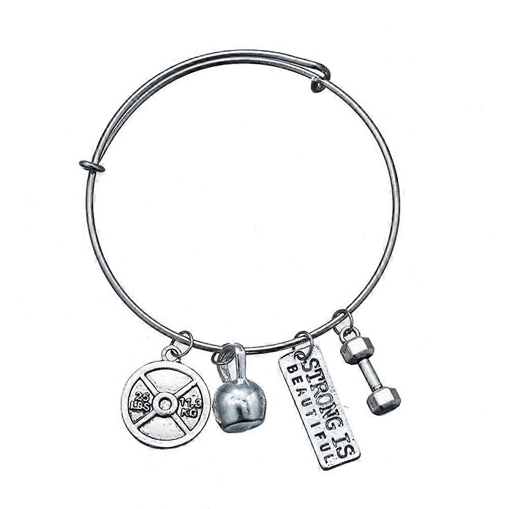 Durable Zinc Alloy Barbell Bangle Bracelets with Fine Workmanship Great for Daily Wear and Sports