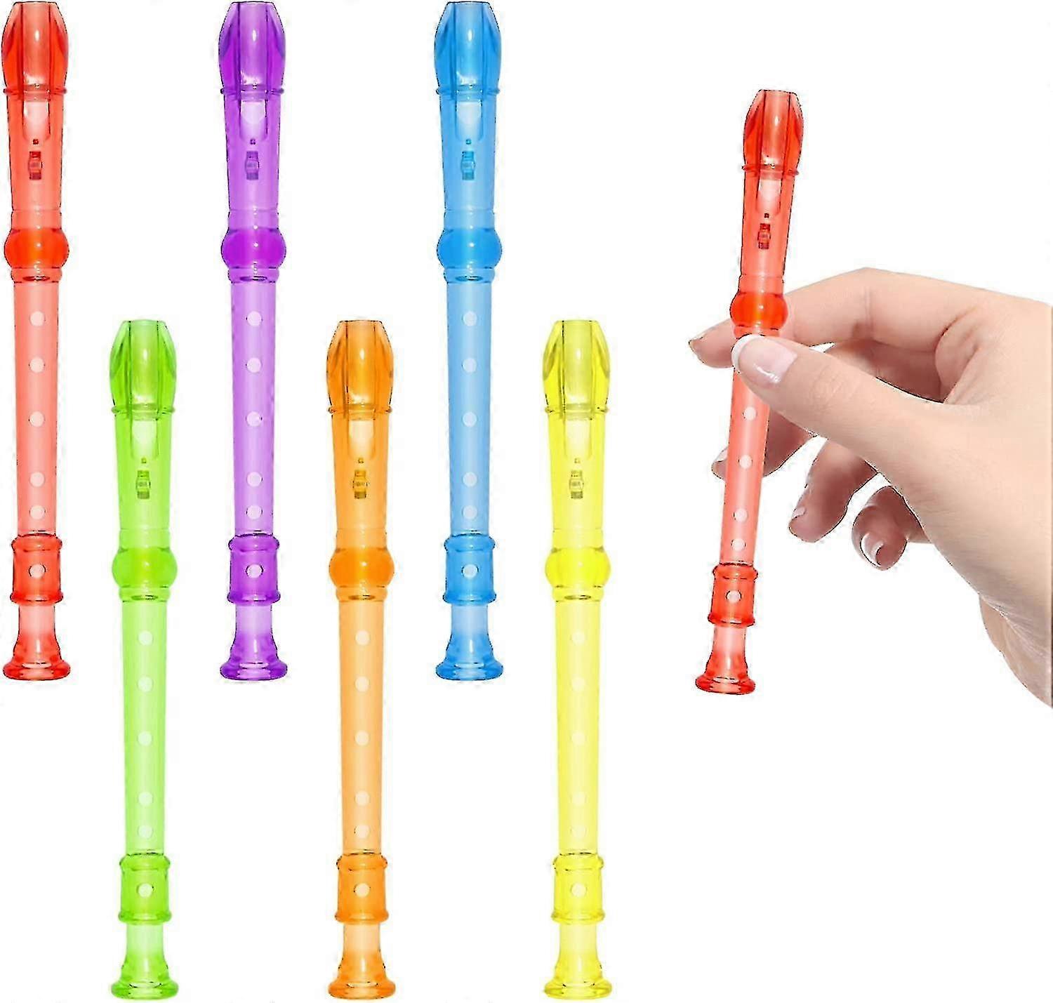2025 6 Pieces Mini Translucent Soprano Recorder Plastic 6 Hole Soprano Descant Recorder Music Flute for School Student, Random Color