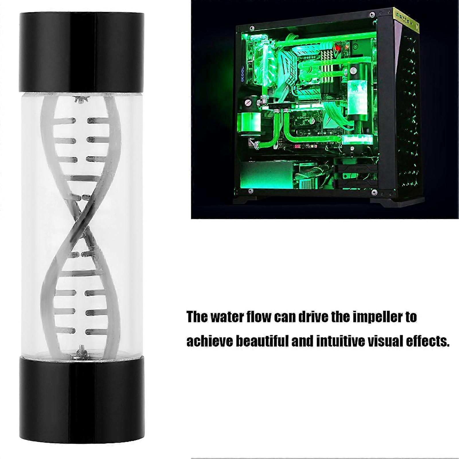 Water Flow Meter Multiple Color Metal Spiral G1/4 Female Thread for Computer Water Cooling(Black )