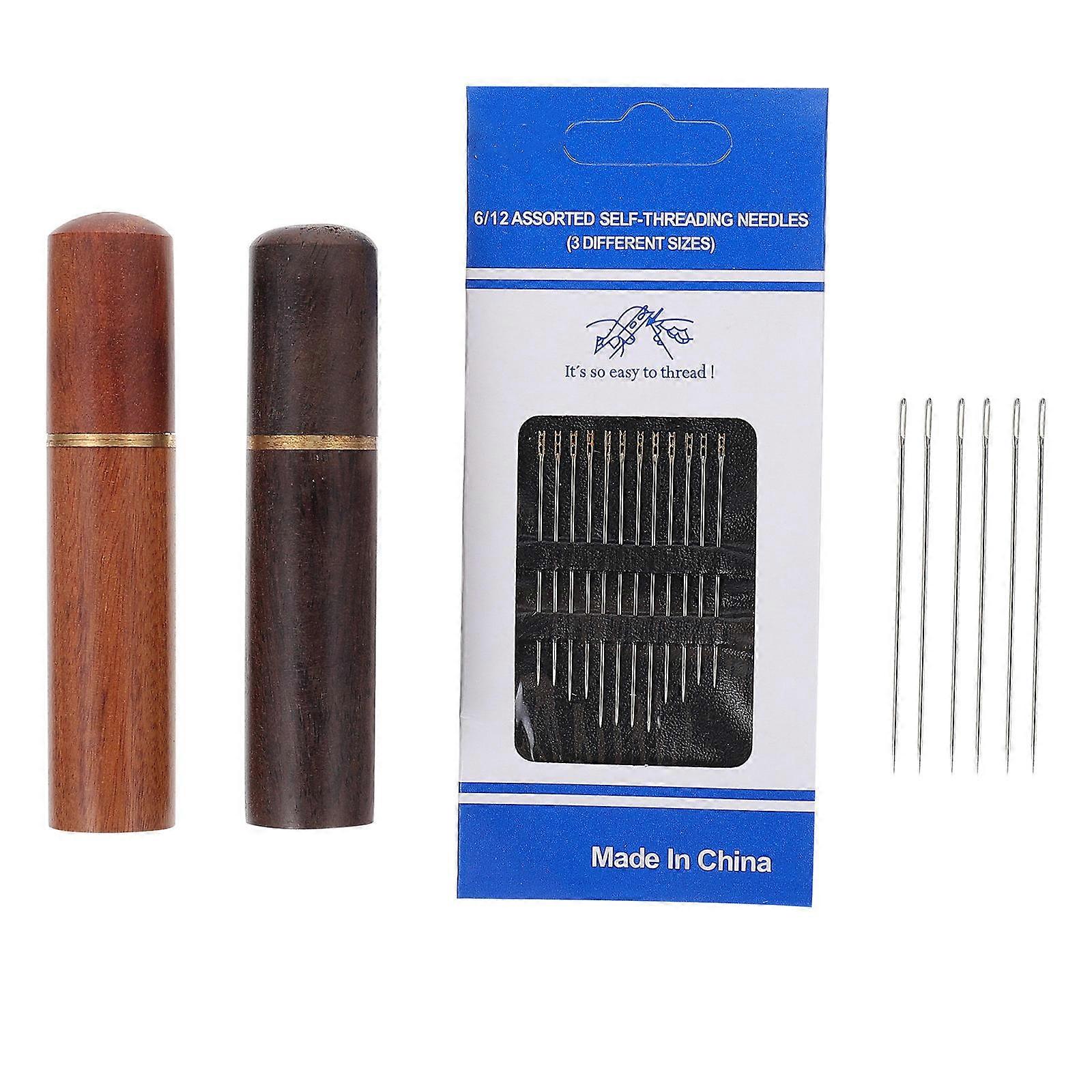 Large Eye Needles Sewing Tools for Storage Use 1Set Assorted Color Wood