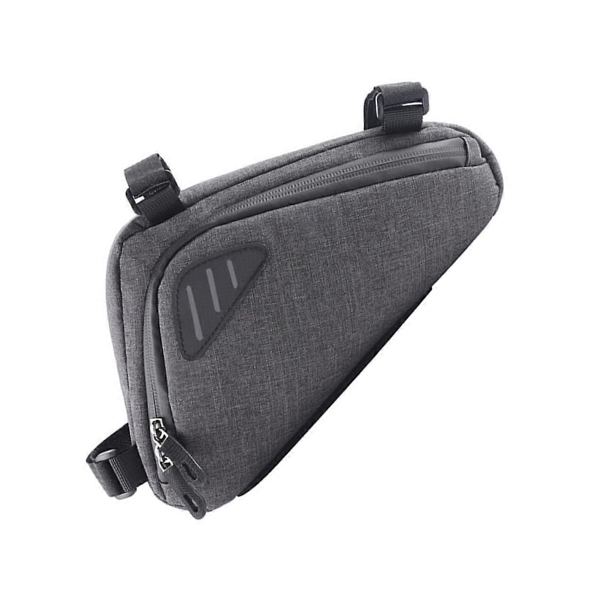 Reflective Triangle Bike Front Tube Bag For Night Riding With Compartments And One Hand Access