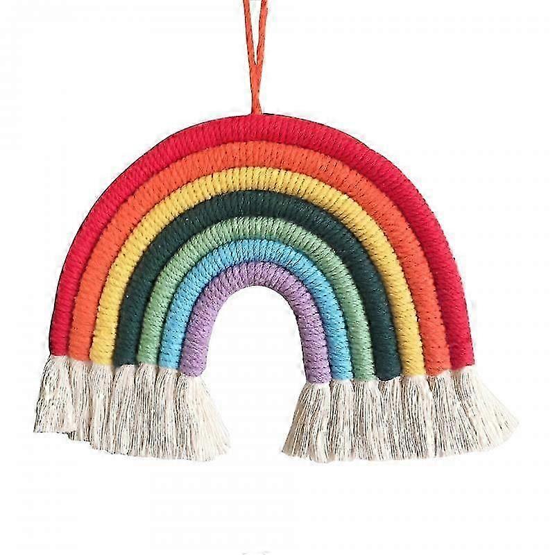 Wall Rug with Macrame Rainbow Style for Home Decoration