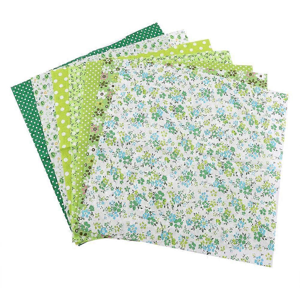 7pcs 50*50cm Cotton Fabric DIY Assorted Squares Pre Cut Bedding Kit Quarters Bundle (Green)
