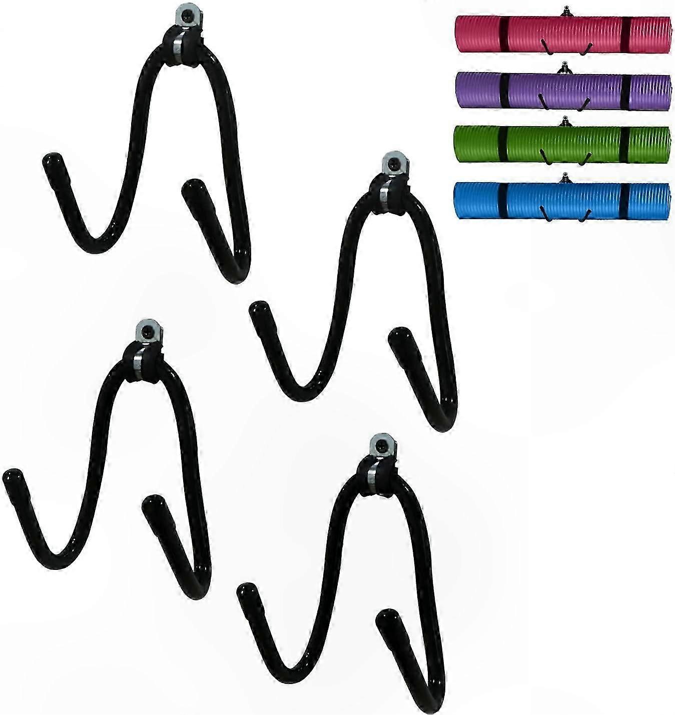Wall-Mounted Fitness Storage Rack for 4 Foam Rollers and Yoga Mats, Ideal for Home Gym or Exercise Classes