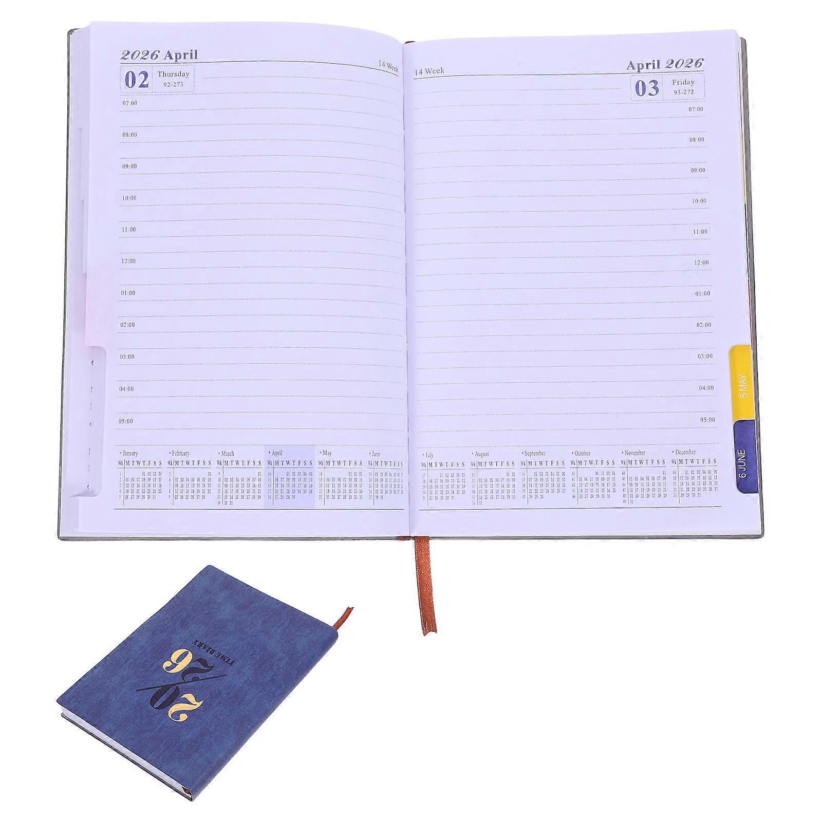 2026 Planner Notebook for Appointment Scheduling 2Pcs Dark Blue PU