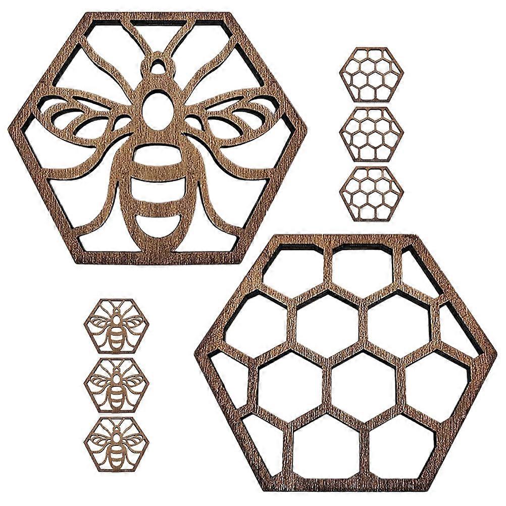Household Wooden Hexagonal Coaster Set for Home 24Pcs Anti-Skid Mats