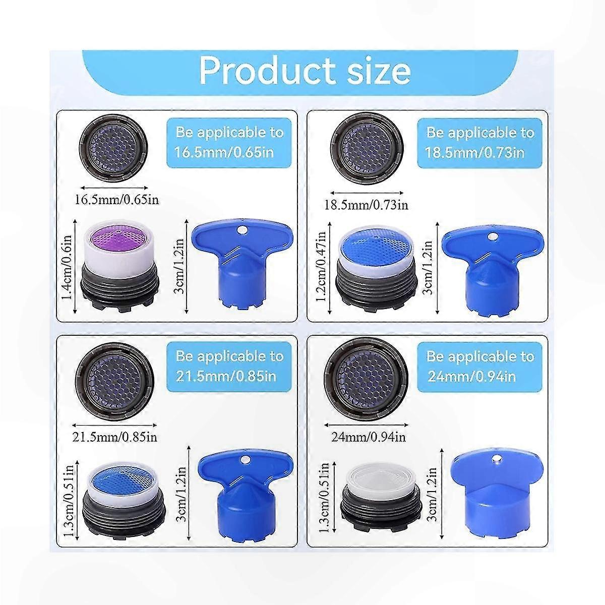 30-Piece Faucet Aerator Set with M16.5, M21.5, M24 Adapters, Flow Restrictors, and Installation Key Included