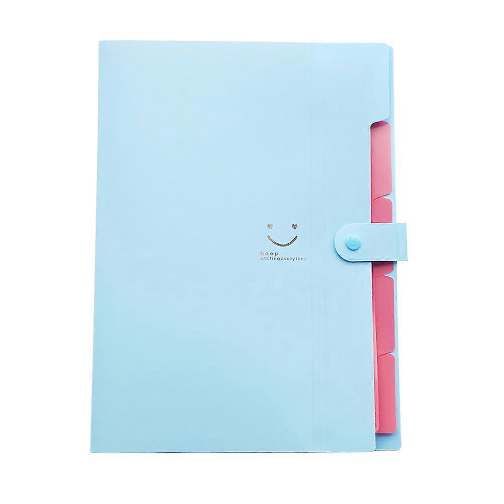 Smile Face Folder with Snap Closure 5 Pockets Plastic Document Organizer
