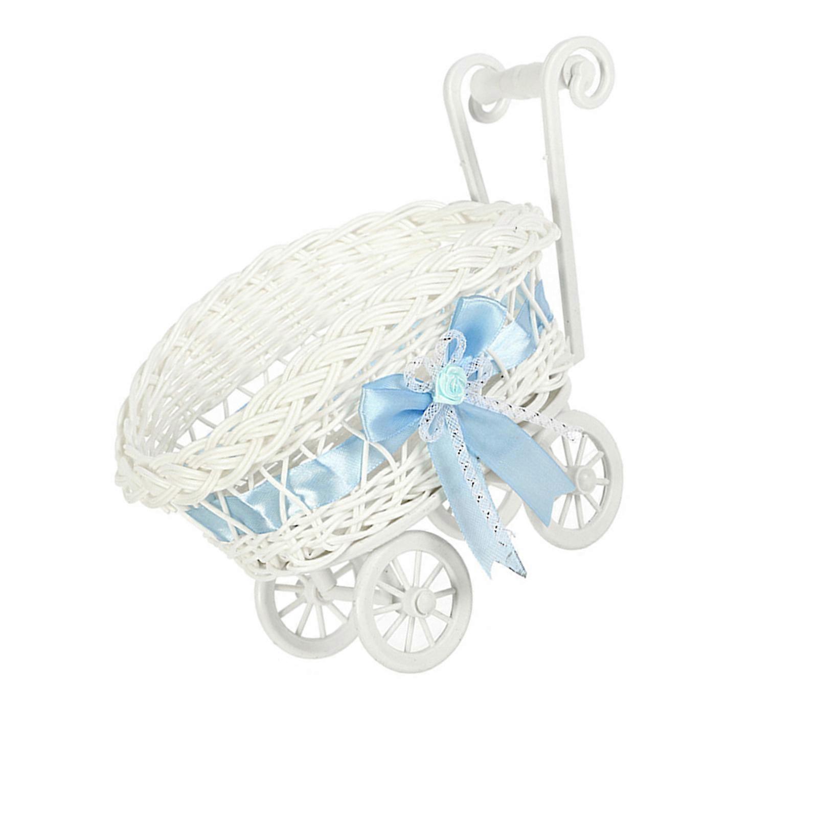 Miniature Decoration Cart Basket With Rattan Decorative Trolley Ideal For Candy Display Floral Arrangements Multicolor