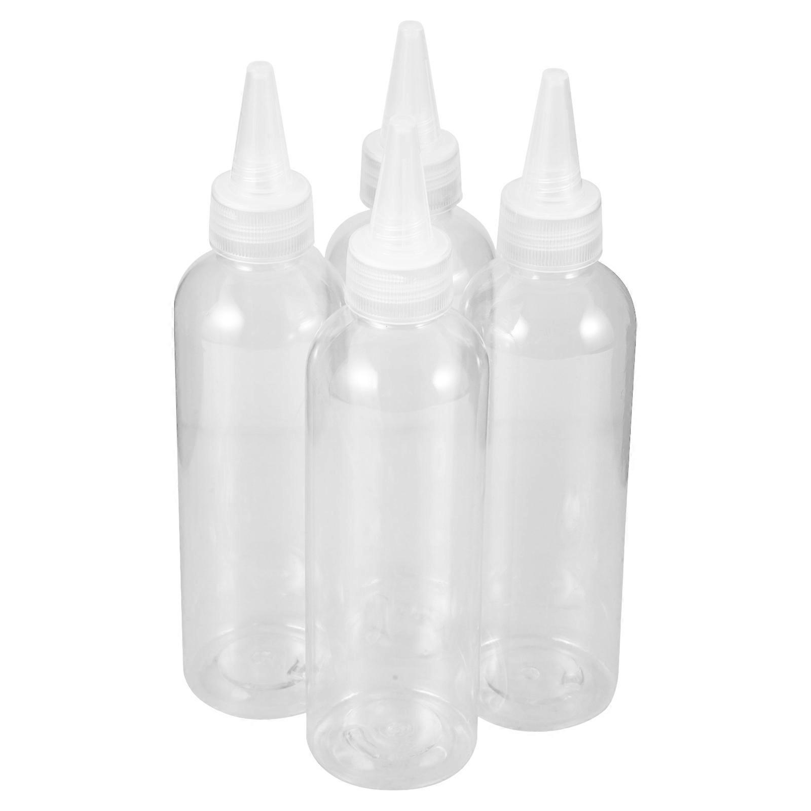 Reusable Squeeze Bottle for Household Appliances Transparent Plastic Conical Tip Bottle for Lubricating Oil 4Pcs