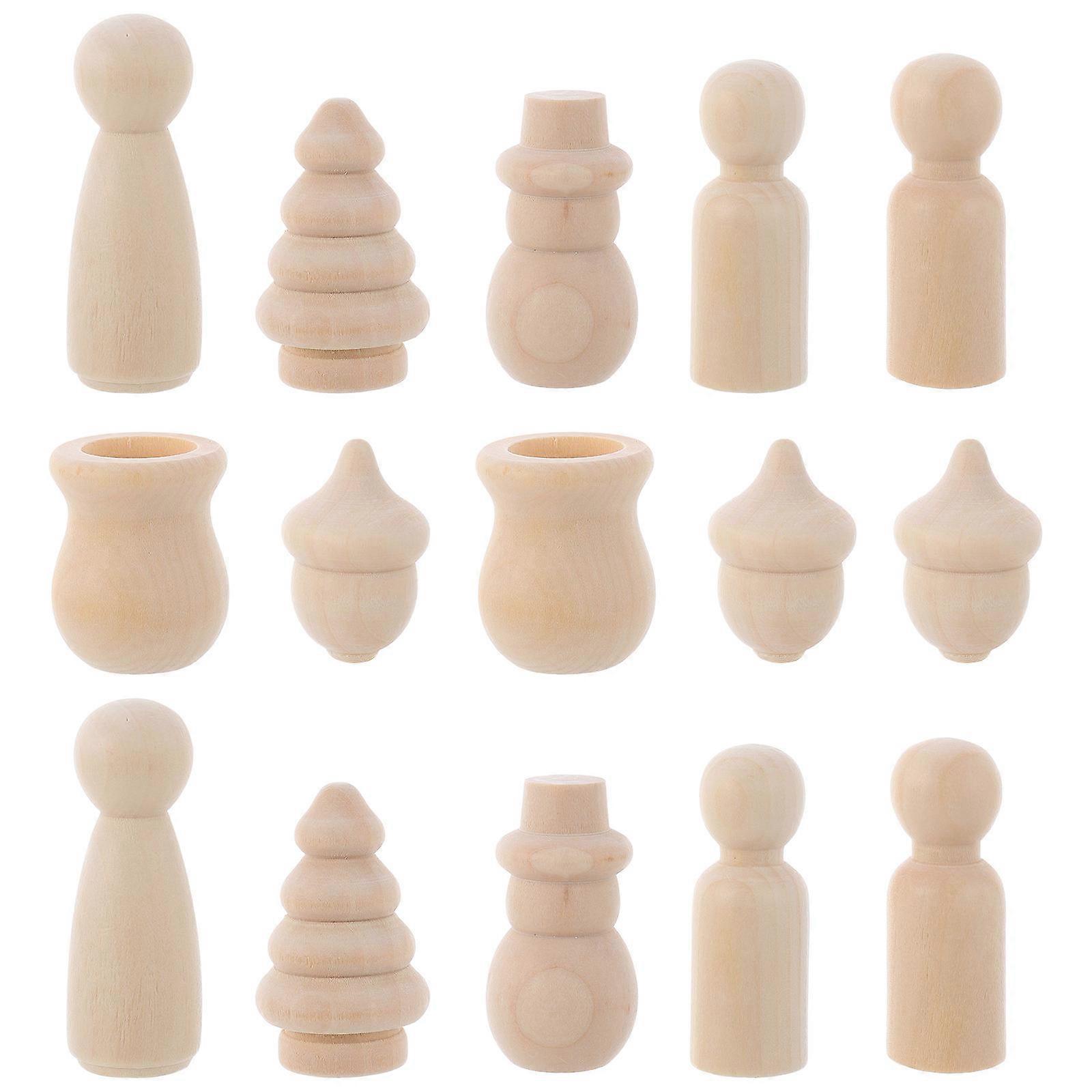 Wood Puppet DIY Painting Toys Set with 80Pcs for Children Crafting