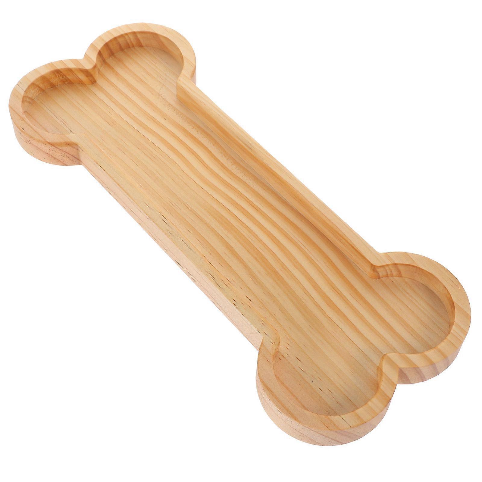Wooden Storage Tray Bone Shape for Snack Serving 4Pcs Beige Plates