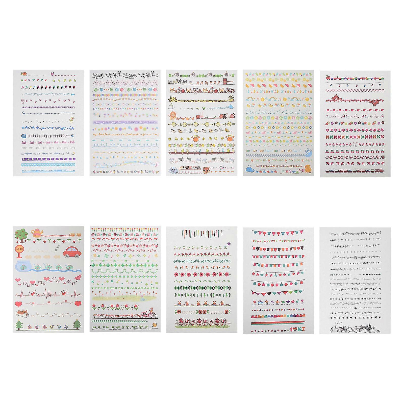 Lovely Borders Sticker Decorative Stickers for Planner Use 50 Sheets