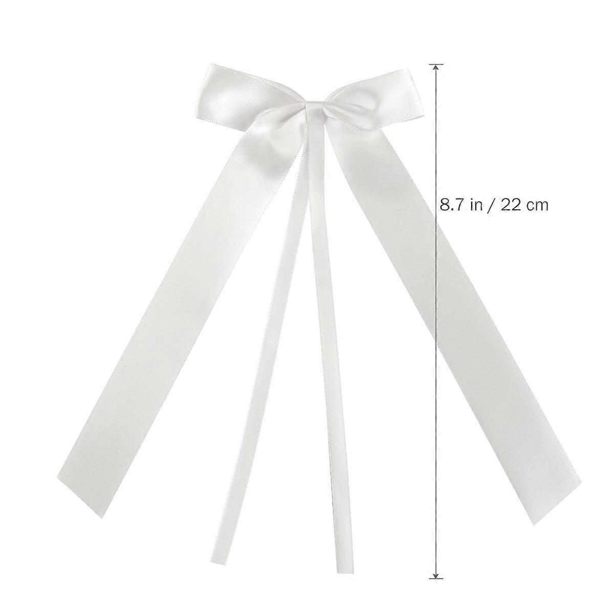 Ribbon Bowknot White Silk Bow for Wedding Decor 50Pcs Pack