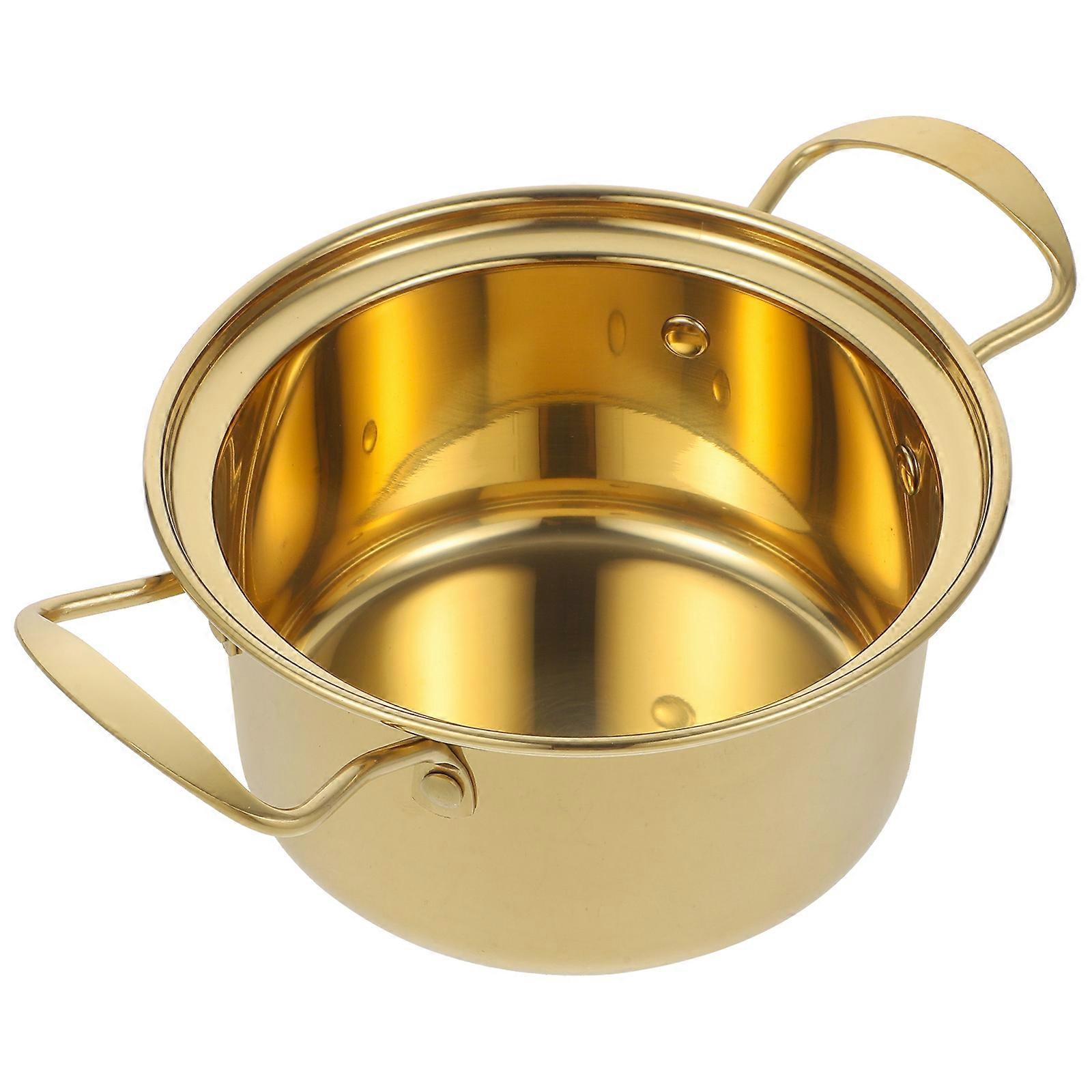 Multi-Function Stainless Steel Hotpot Cooking Pot for Kitchen 2Pcs Golden