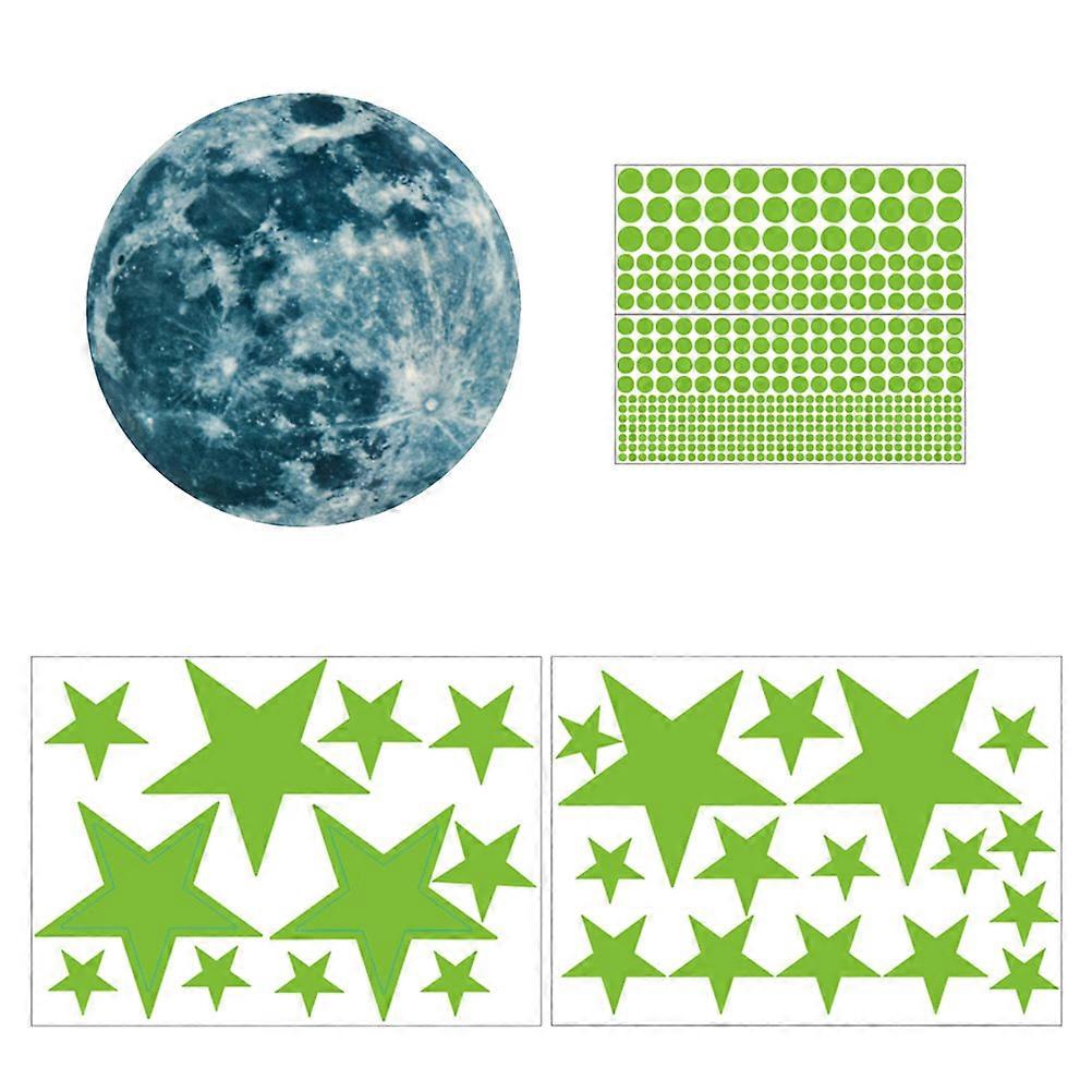 Luminous Wall Decals Creative Moon Star Stickers for Decoration 2Sets