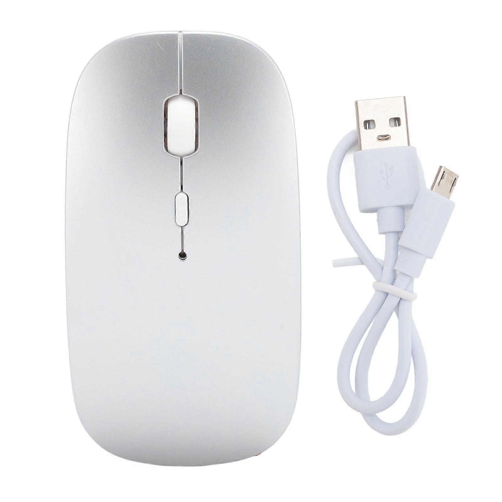 Wireless Bluetooth Mouse 3 DPI Adjustment Rechargeable Silent Portable Wireless Mouse for MacBook Air Pro Silver