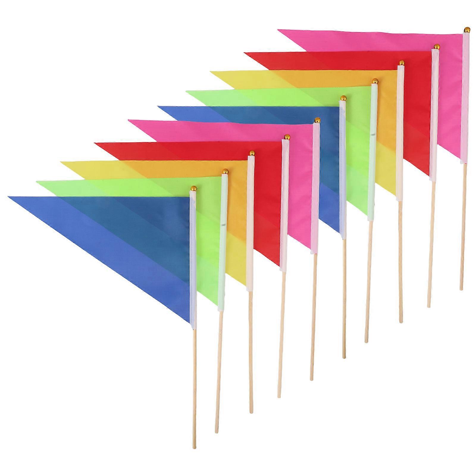 Triangle Flag 10Pcs Multi Cloth Bright Visibility Flags for Competition and Decor