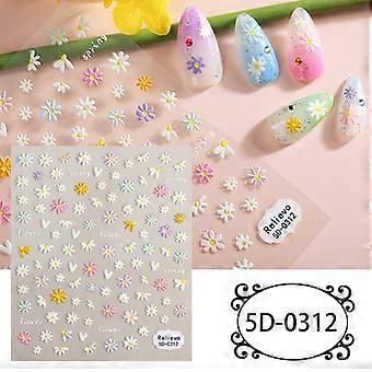 Nail Art Sticker Geprägte Blumen Daisy 5D Nagel Sticker Auto 5D-031285*100mm Bare Chip